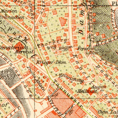 Wiesbaden city map, 1927