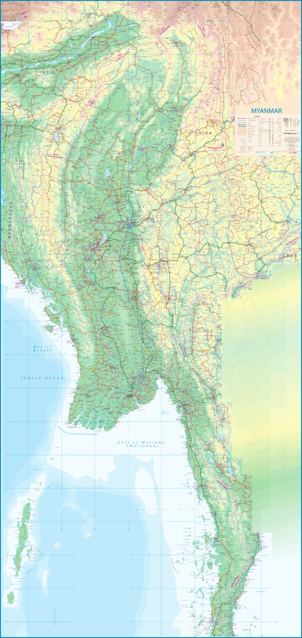 Myanmar (Burma) 1:1,350,000 - ITMB Map by ITMB Publishing Ltd. | Avenza ...