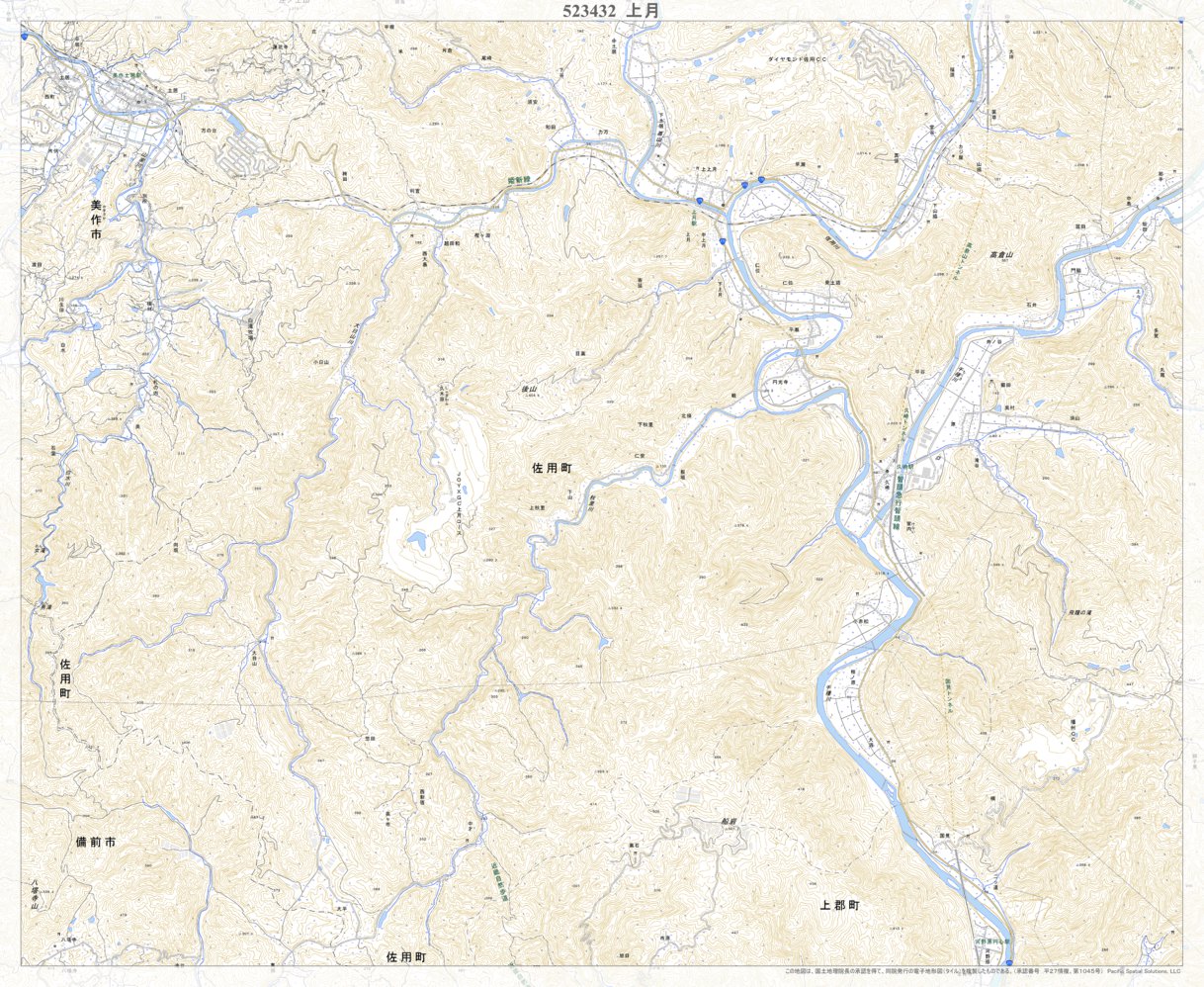 523432 上月（こうづき Kozuki）, 地形図 Map by Pacific Spatial