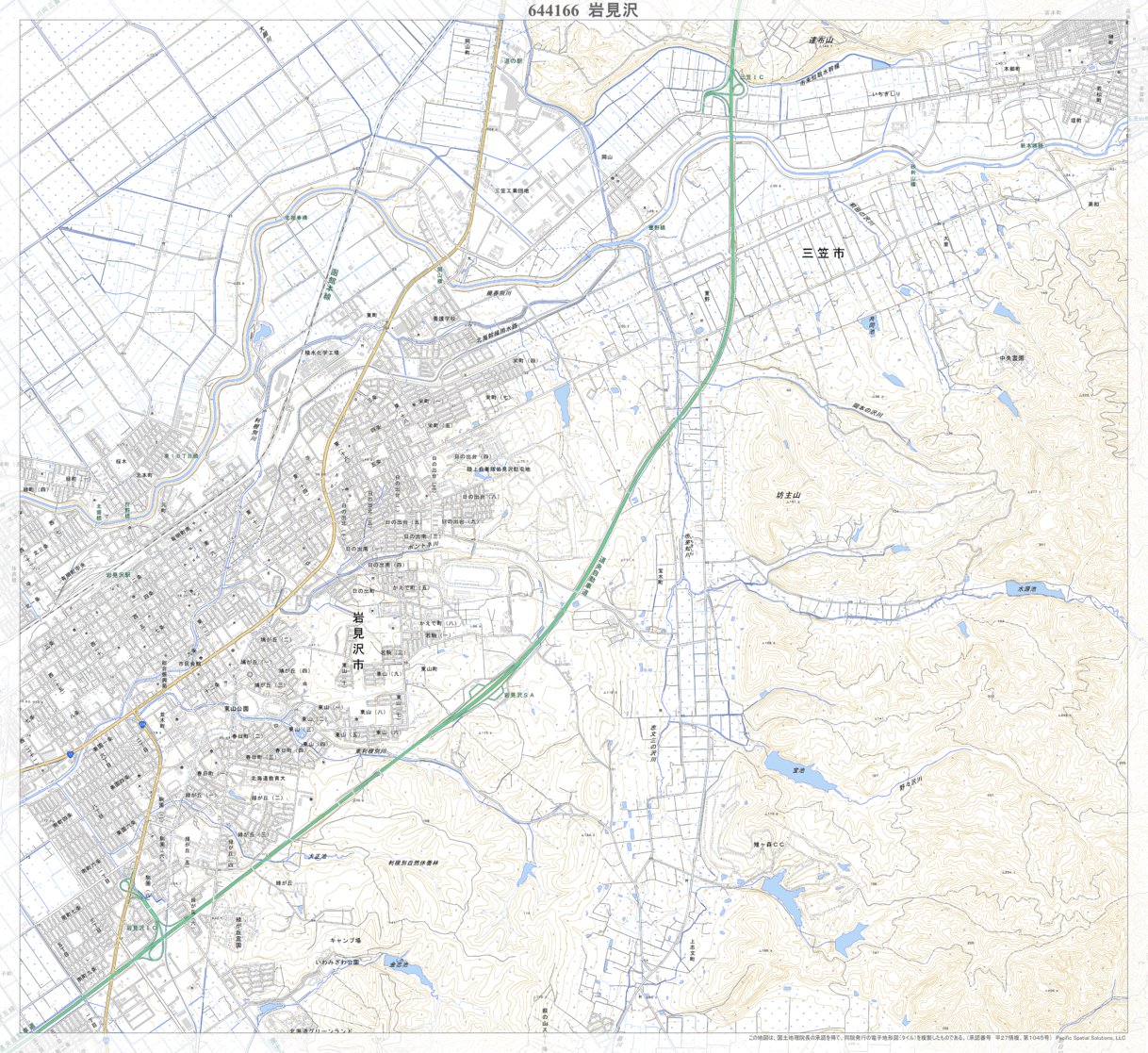 644166 岩見沢（いわみざわ Iwamizawa）, 地形図 Map by Pacific