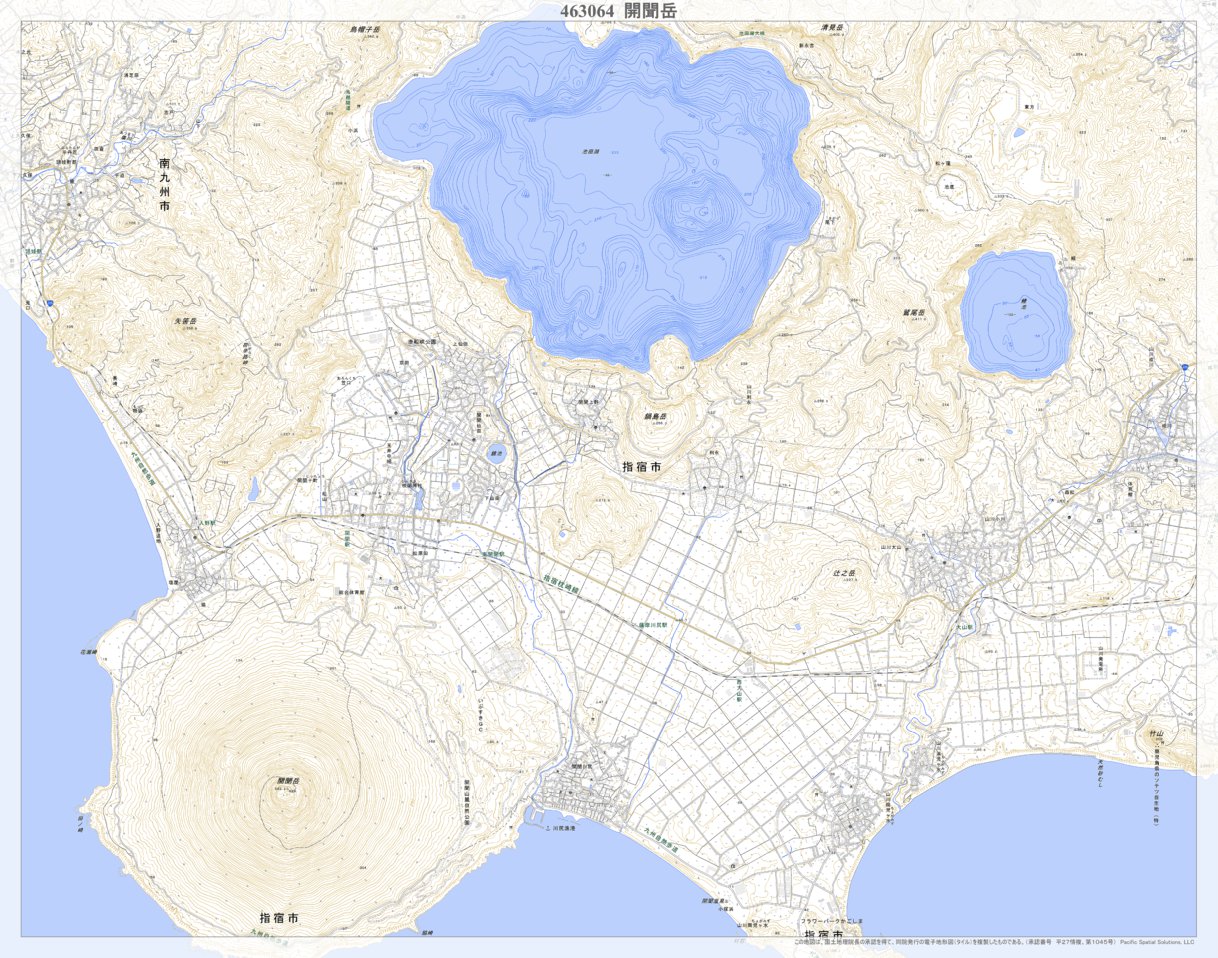 463064 開聞岳（かいもんだけ Kaimondake）, 地形図 Map by Pacific 