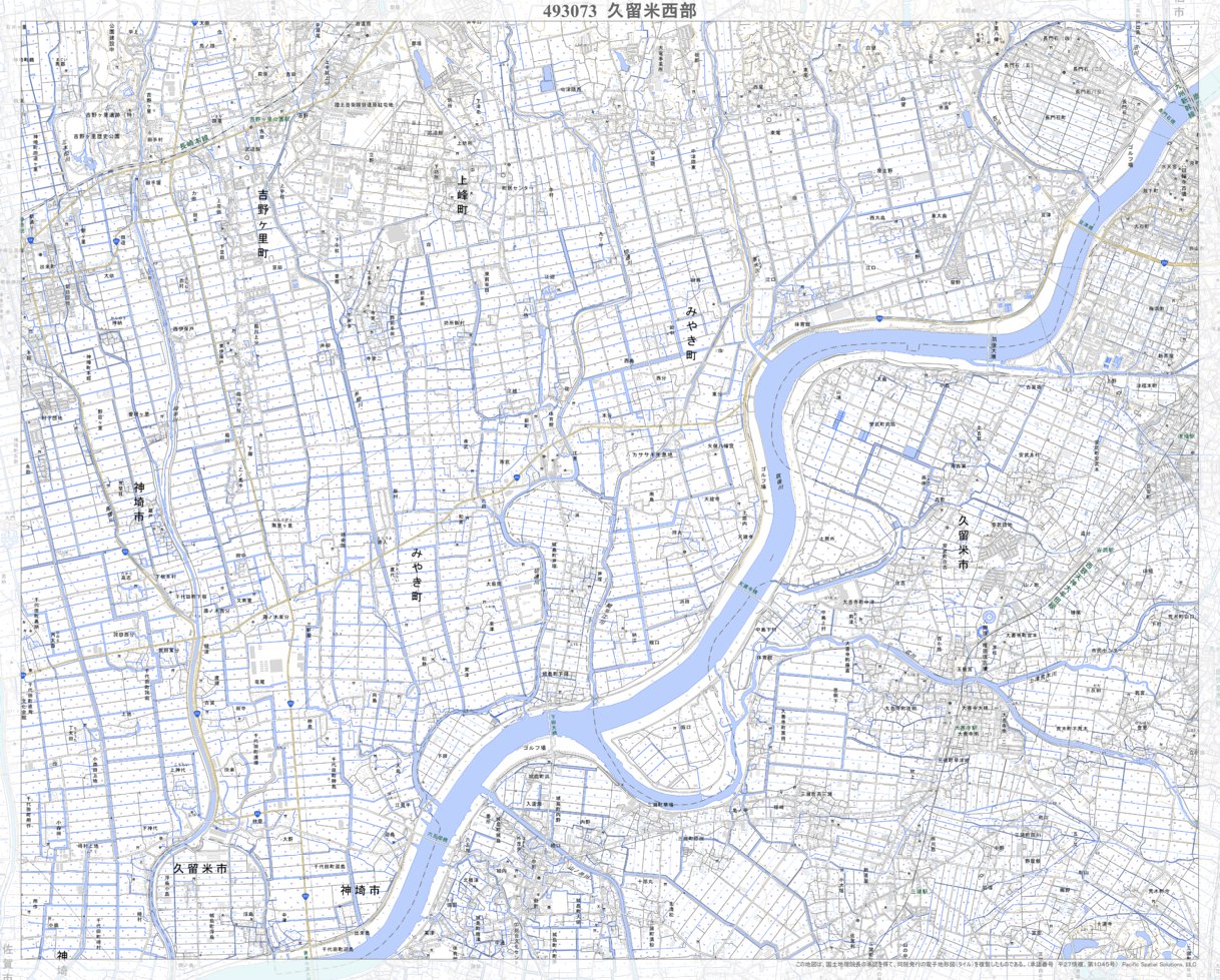 493073 久留米西部（くるめせいぶ Kurumeseibu）, 地形図 Map by