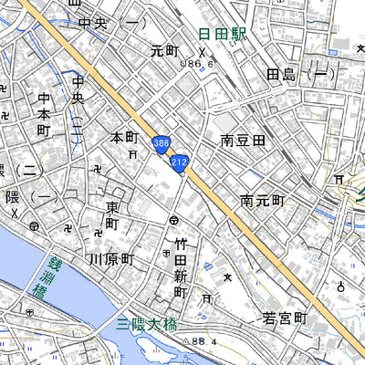 493077 日田（ひた Hita）, 地形図