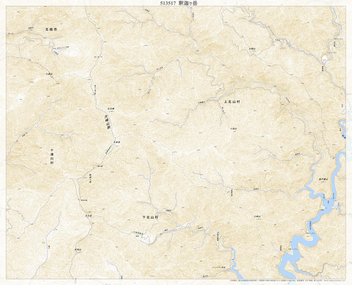 513517 釈迦ヶ岳（しゃかがだけ Shakagadake）, 地形図 Map by Pacific