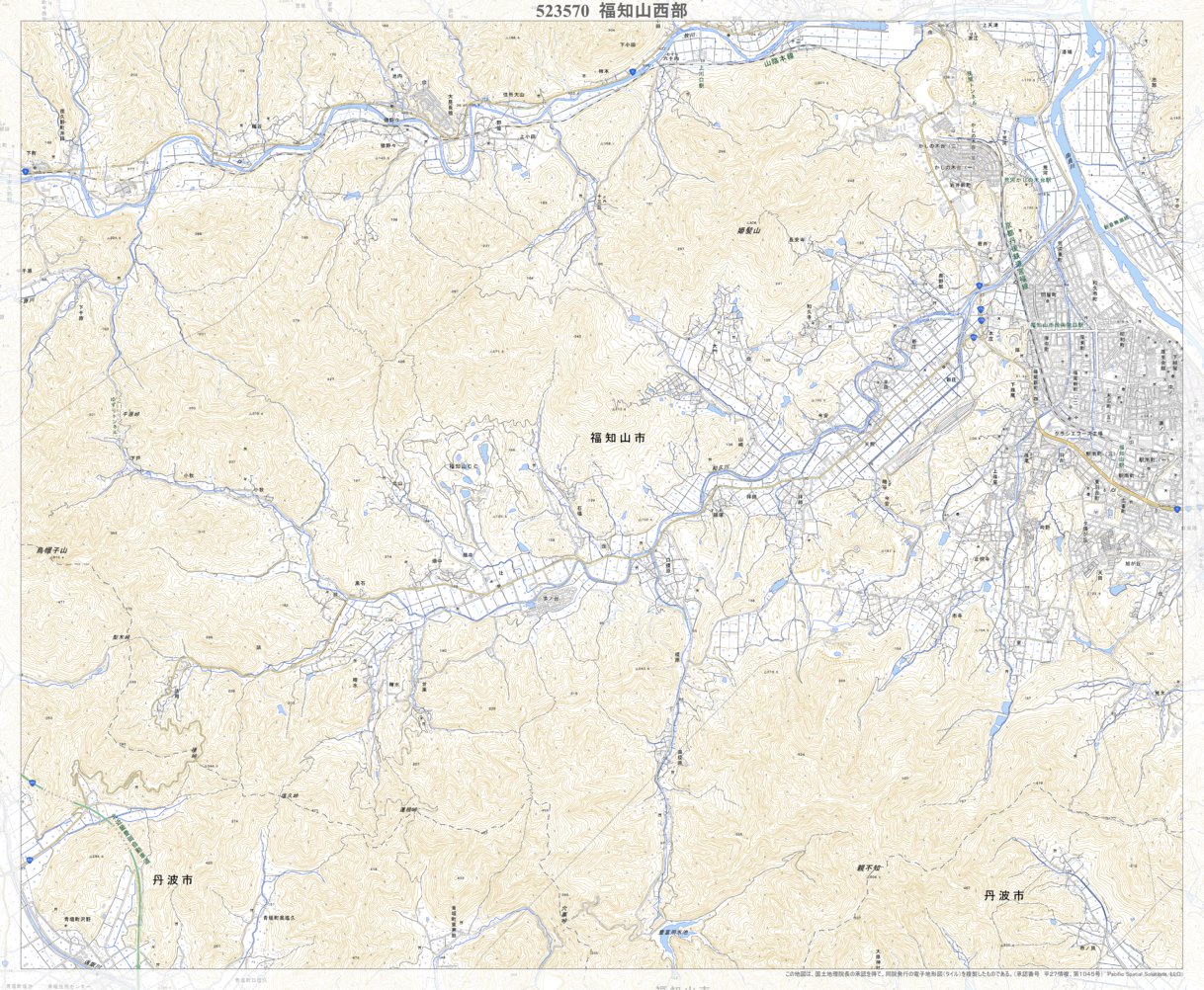 523570 福知山西部（ふくちやませいぶ Fukuchiyamaseibu）, 地形図 Map