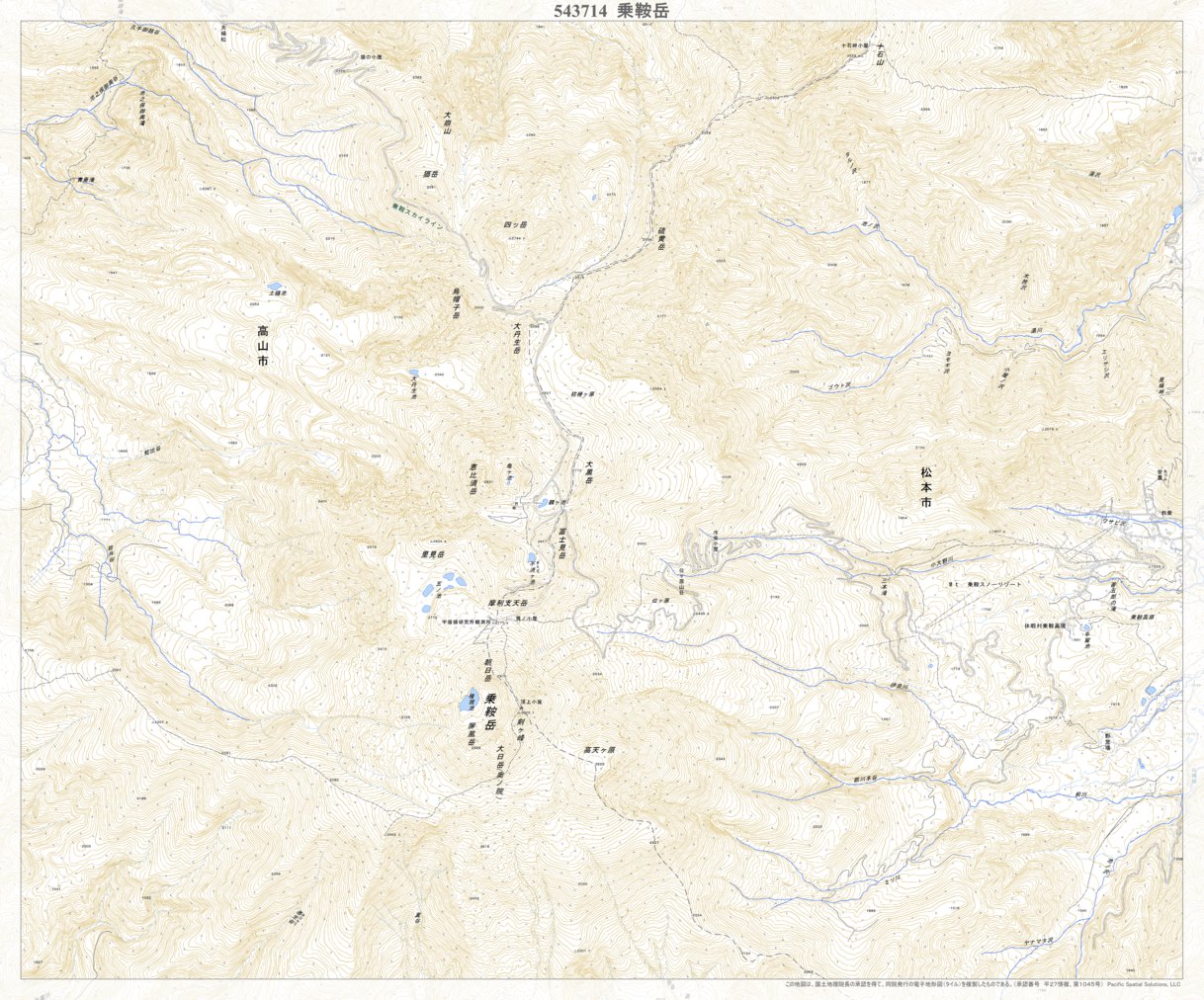543714 乗鞍岳（のりくらだけ Norikuradake）, 地形図 Map by Pacific 