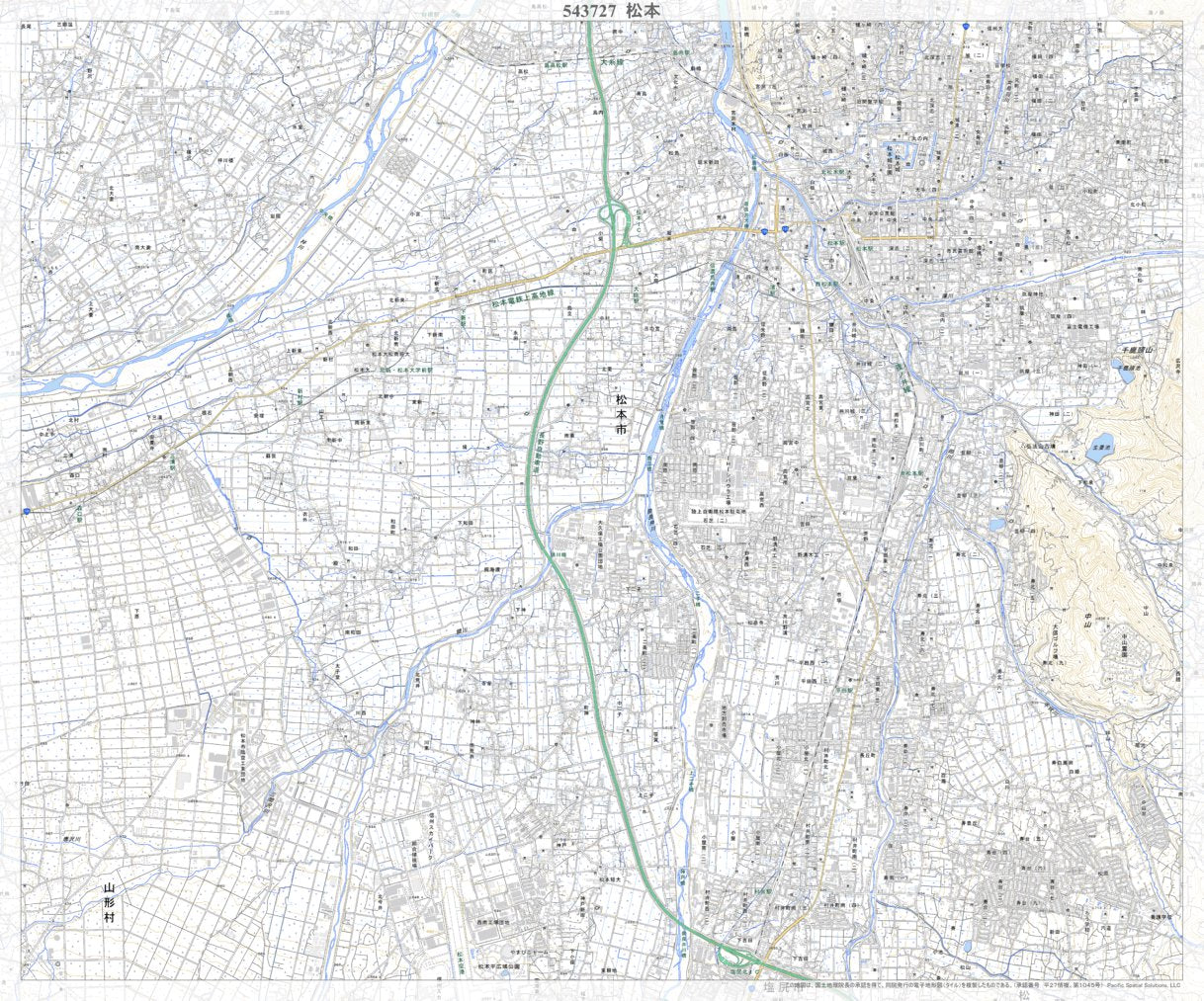 543727 松本（まつもと Matsumoto）, 地形図 Map by Pacific Spatial 