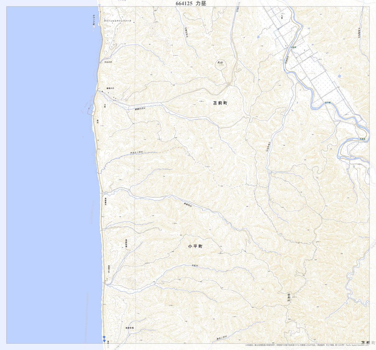 664125 力昼（りきびる Rikibiru）, 地形図 Map by Pacific Spatial