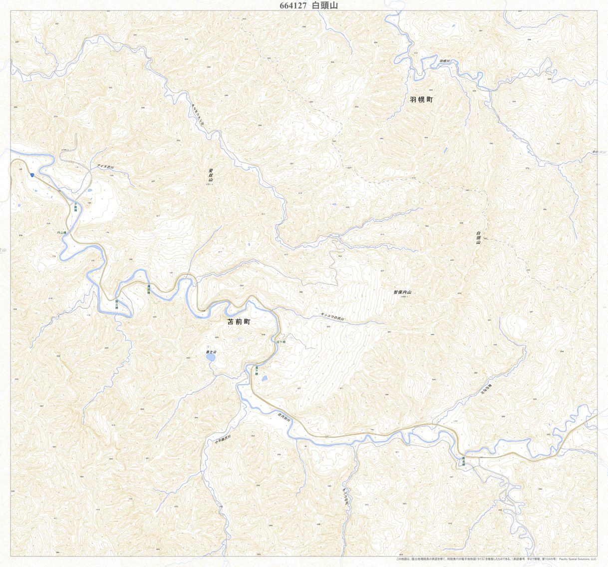 664127 白頭山（はくとうざん Hakutozan）, 地形図 Map by Pacific