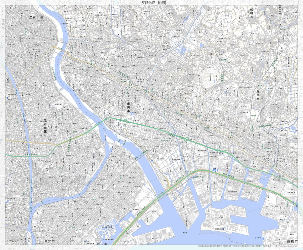 533947 船橋（ふなばし Funabashi）, 地形図 Map by Pacific Spatial 