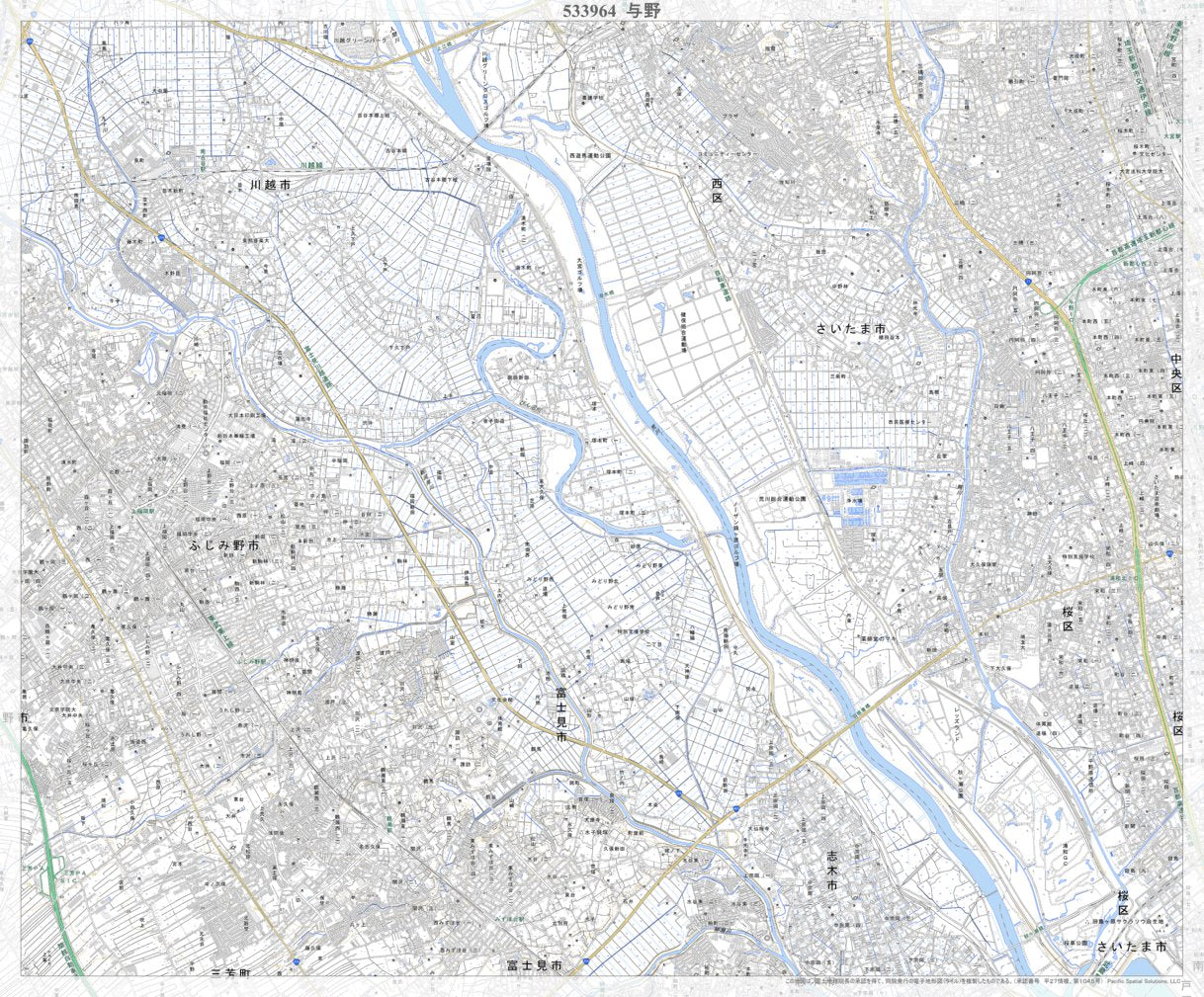 533964 与野（よの Yono）, 地形図 Map by Pacific Spatial Solutions 