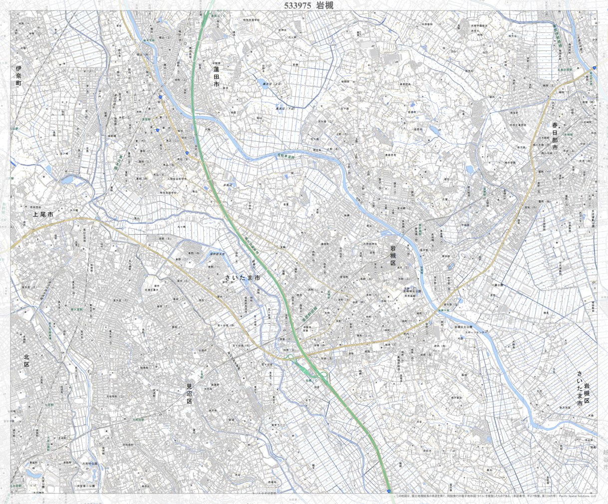 533975 岩槻（いわつき Iwatsuki）, 地形図 Map by Pacific Spatial