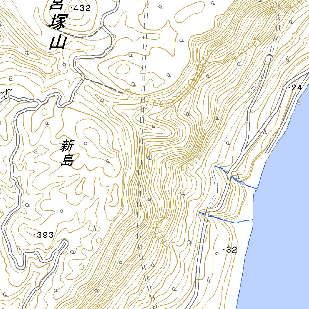 513942 新島（にいじま Niijima）, 地形図 Map by Pacific Spatial