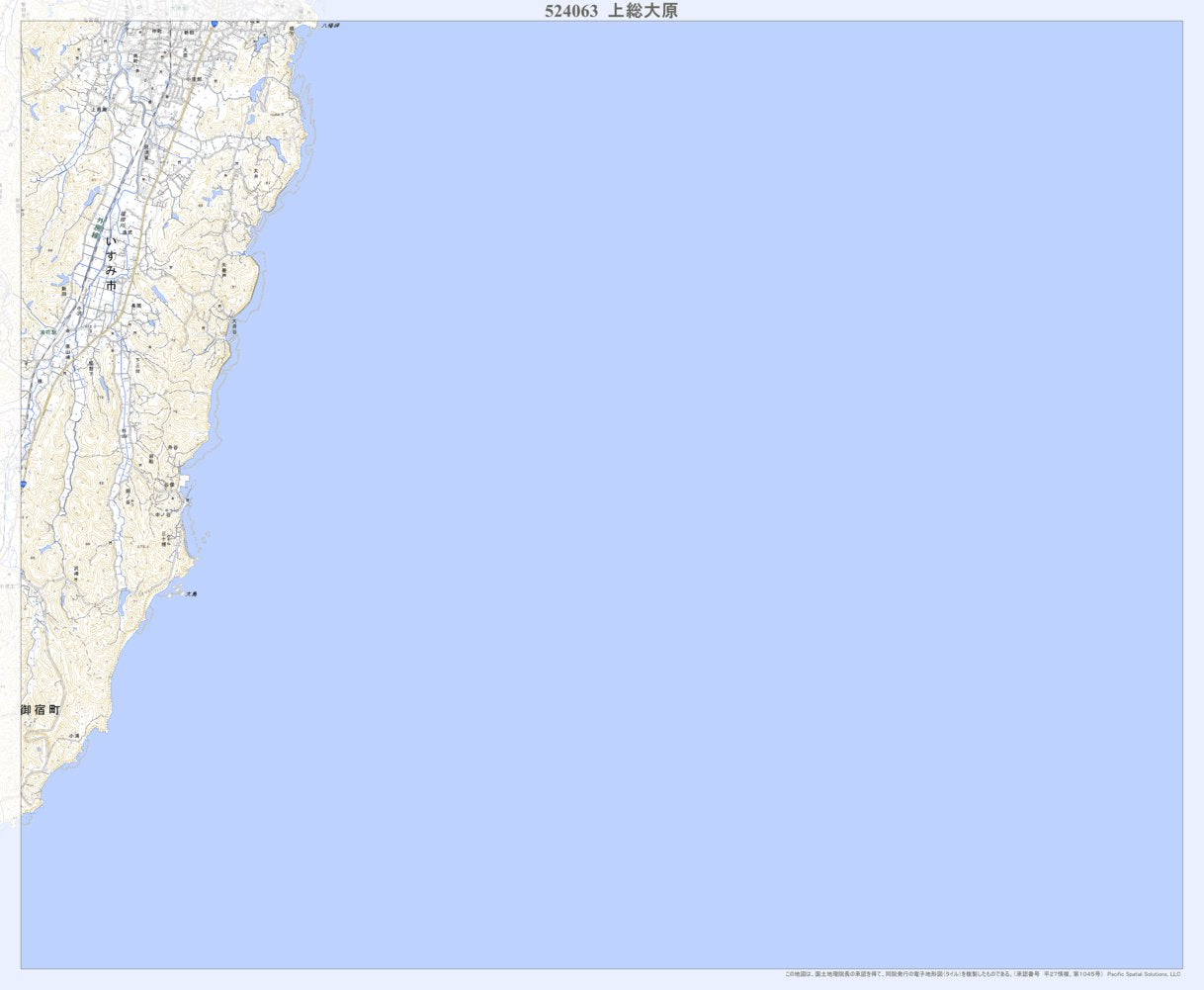 524063 上総大原（かずさおおはら Kazusaohara）, 地形図 Map by