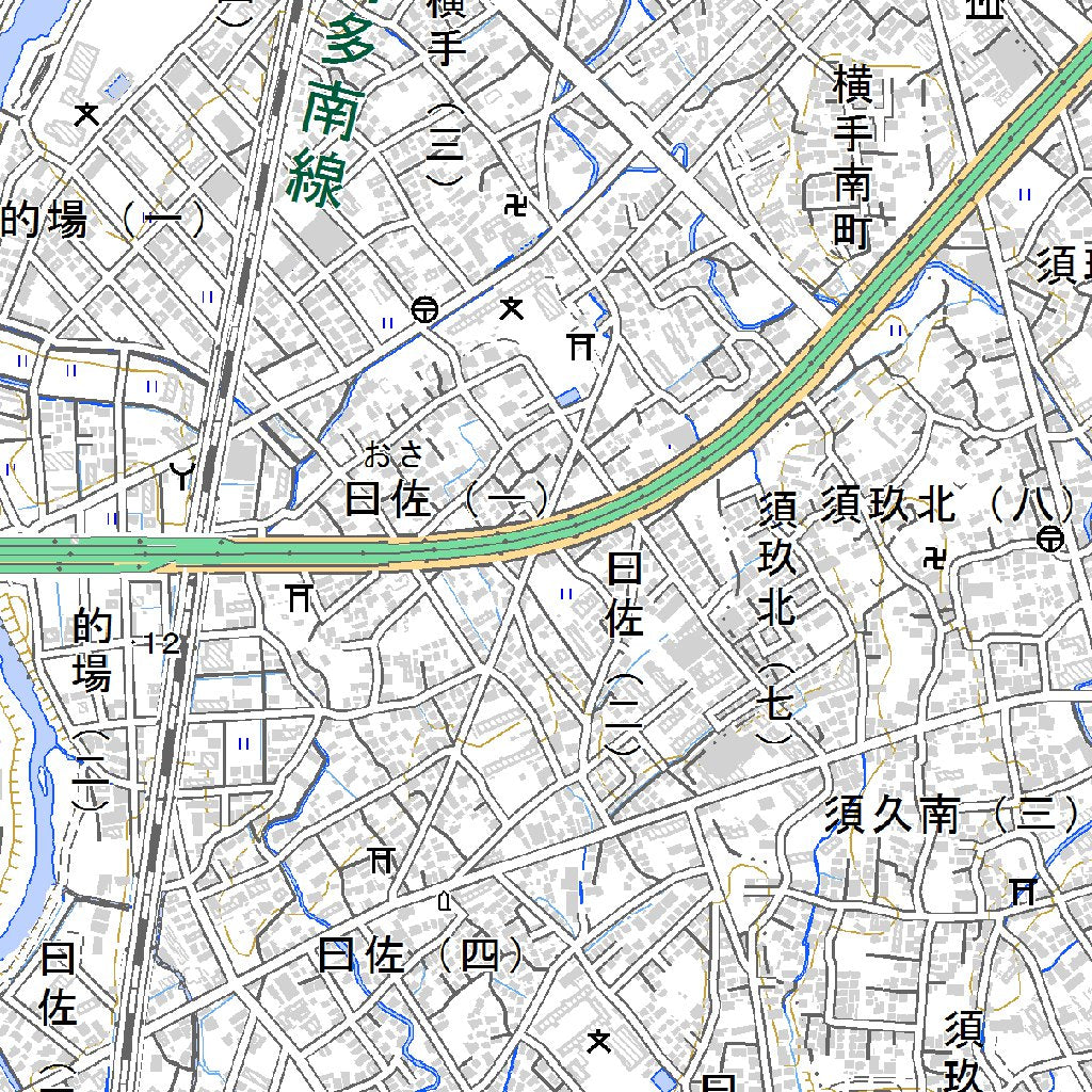 503023 福岡南部（ふくおかなんぶ Fukuokanambu）, 地形図 Map by