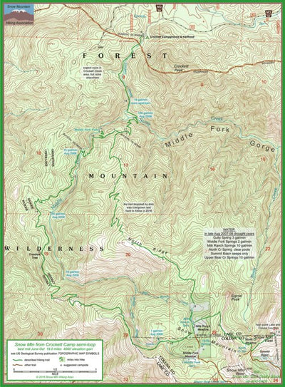 Snow Mtn from Crockett Camp trail map