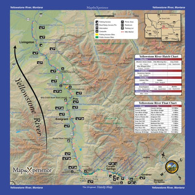 Tackle Shop Yellowstone Rvr. Fishing Map - Montana