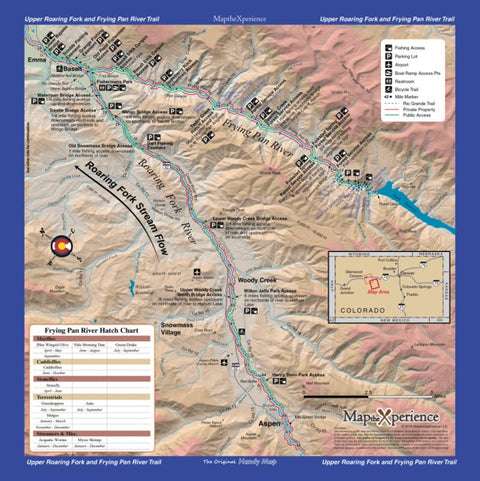Roaring Fork River and Frying Pan River Fishing Map - Aspen to Basalt, Colorado