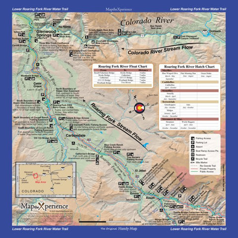 Roaring Fork River Fishing Map - Basalt to Glenwood Springs Colorado