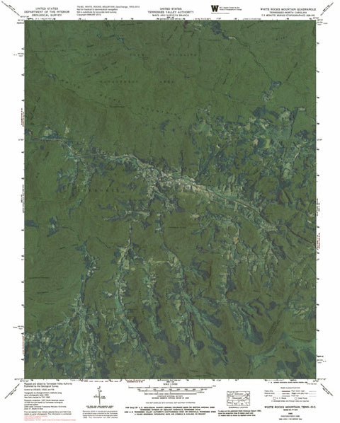 TN-NC-WHITE ROCKS MOUNTAIN: GeoChange 1953-2012