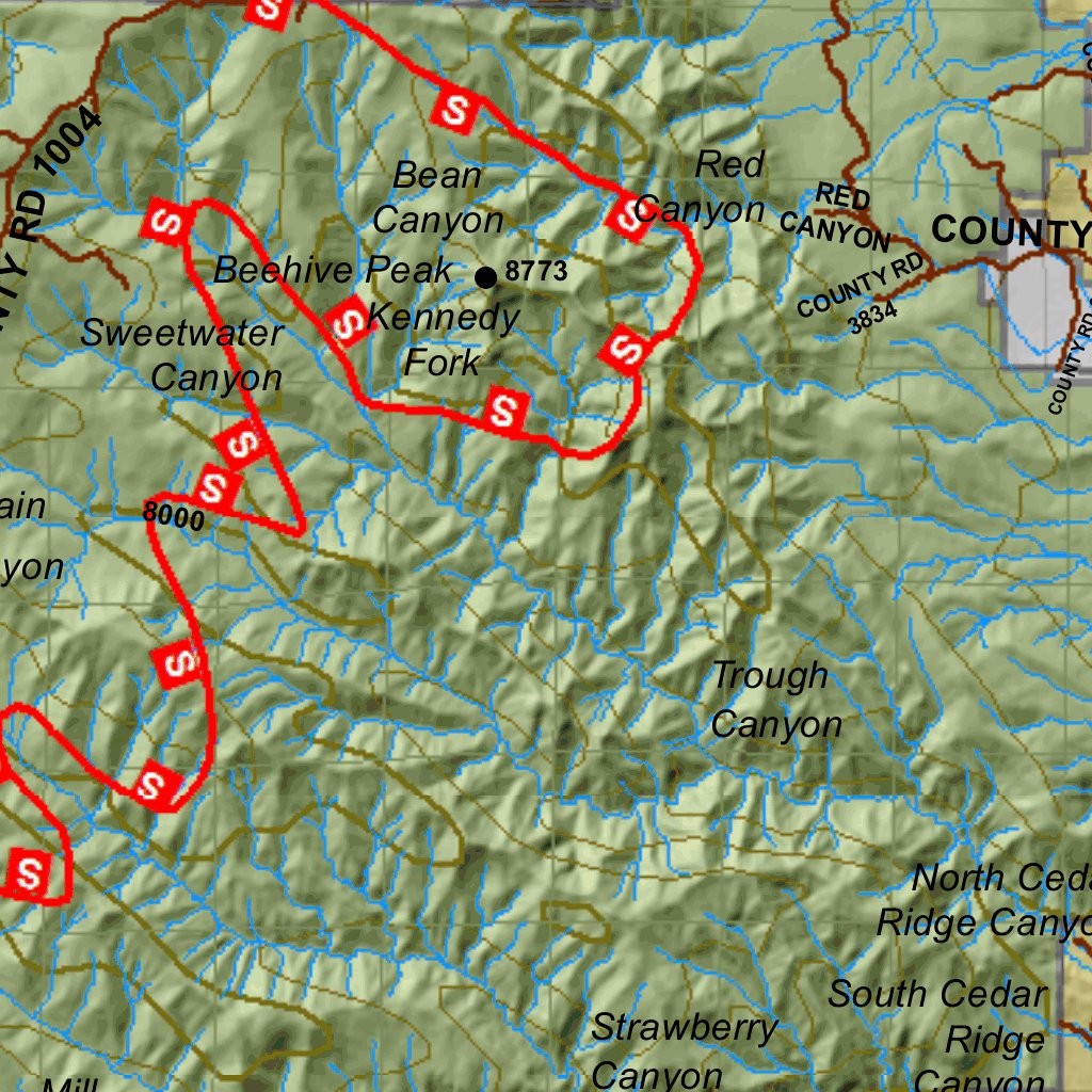 Fillmore, Oak Creek Utah Elk Hunting Unit Map with Land Ownership and