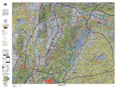 Central Mtns, Manti Utah Elk Hunting Unit Map with Land Ownership and Concentrations