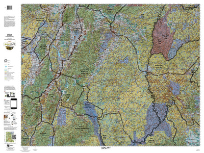 Central Mtns, San Rafael Utah Mule Deer Hunting Unit Map with Land Ownership and Concentrations