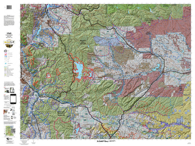 Wasatch Mtns, East Utah Mule Deer Hunting Unit Map with Land Ownership and Concentrations