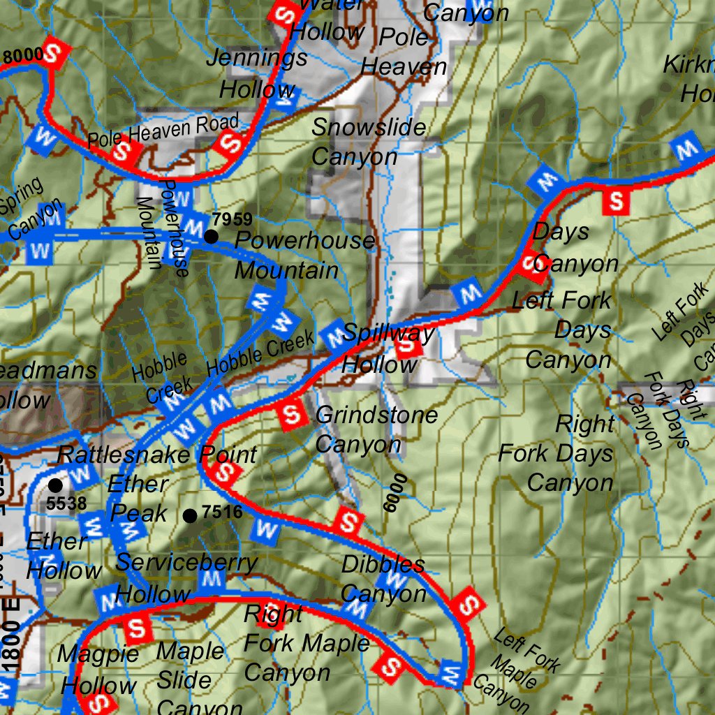 Wasatch Mtns, East Utah Mule Deer Hunting Unit Map with Land Ownership