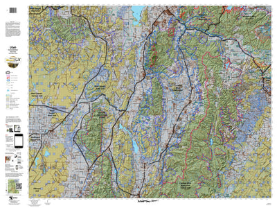 Central Mtns, Nebo UT Mule Deer Hunting Unit Map with Land Ownership and Concentrations