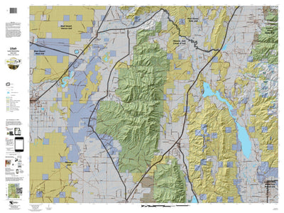 Fillmore, Oak Creek LE Utah Mule Deer Hunting Unit Map with Land Ownership