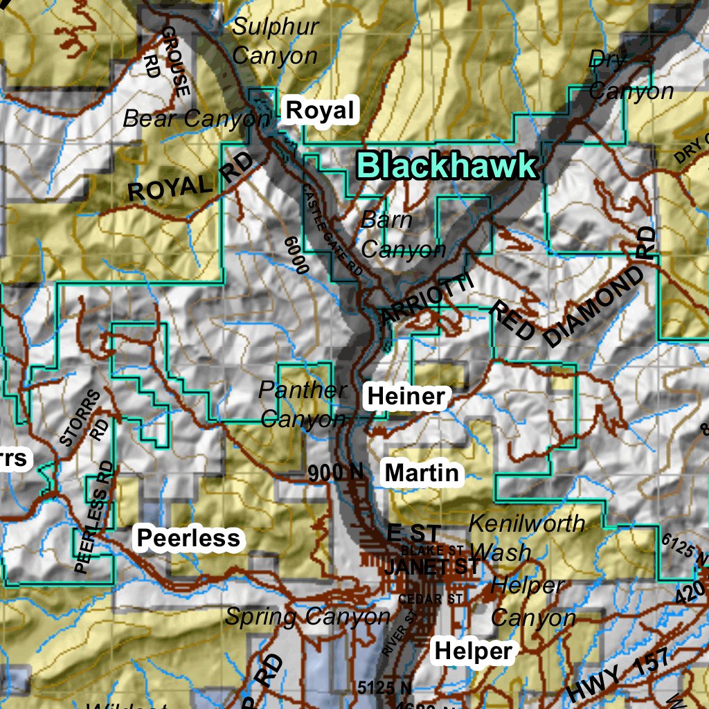Nine Mile (N) Utah Mule Deer Hunting Unit Map with Land Ownership map