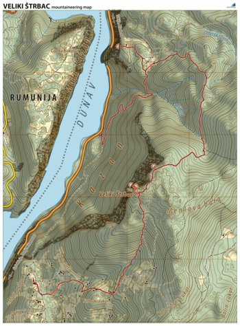 Veliki Štrbac mountaineering map