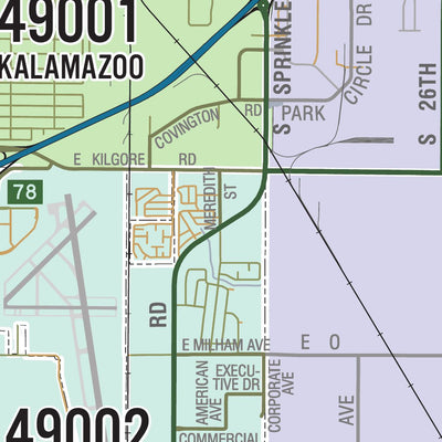Kalamazoo County ZIP Code Areas 2016