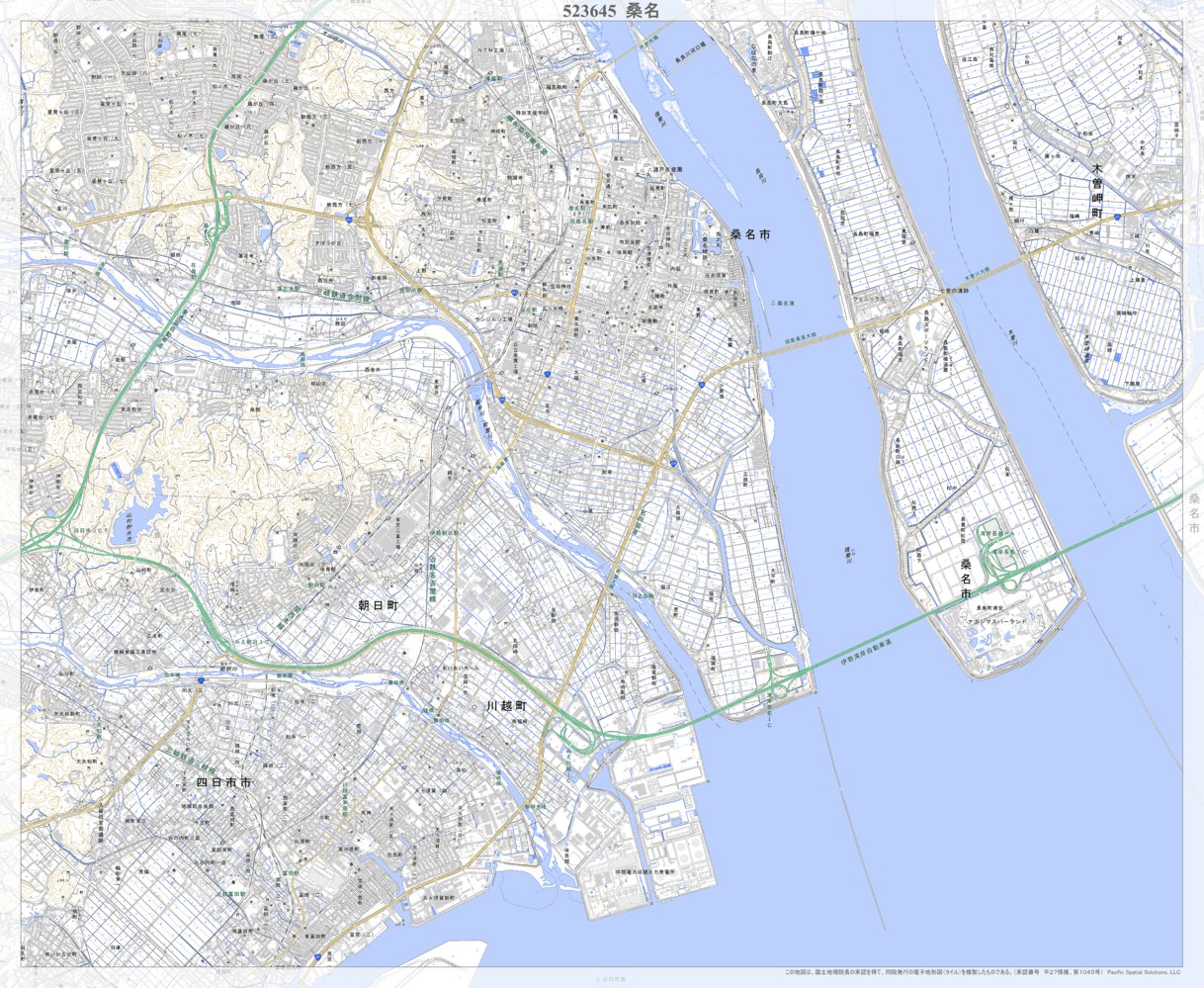 523645 桑名 （くわな Kuwana）, 地形図 Map by Pacific Spatial 
