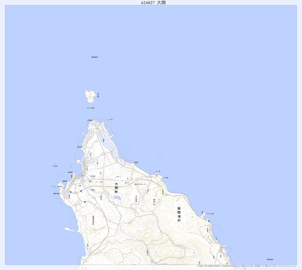 624027 大間 （おおま Oma）, 地形図 Map by Pacific Spatial 