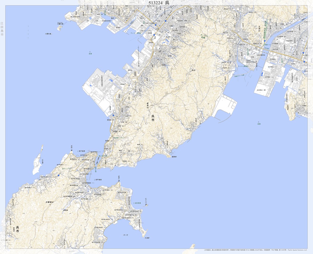 513224 呉 （くれ Kure）, 地形図 Map by Pacific Spatial Solutions