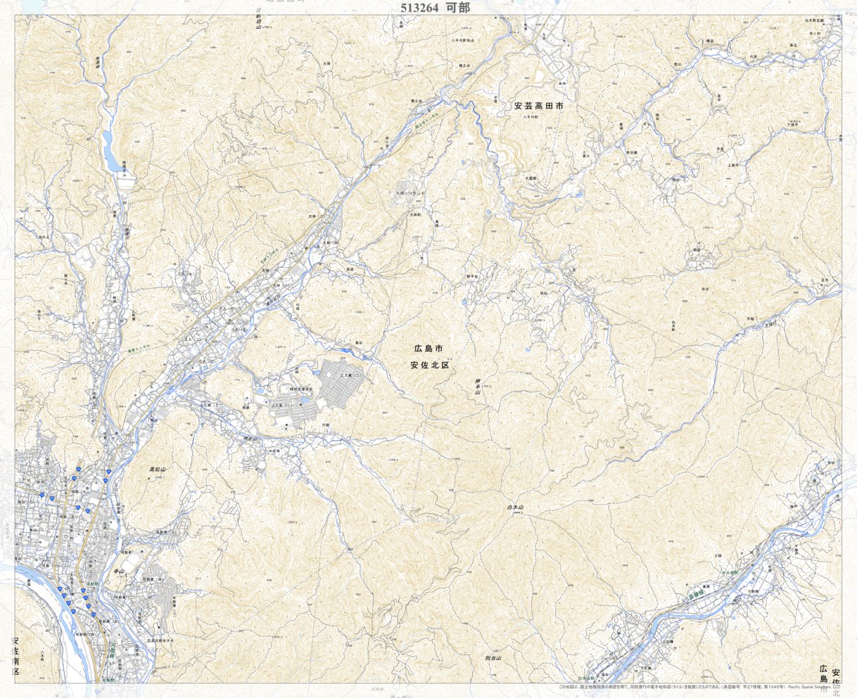 513264 可部 （かべ Kabe）, 地形図 Map by Pacific Spatial Solutions