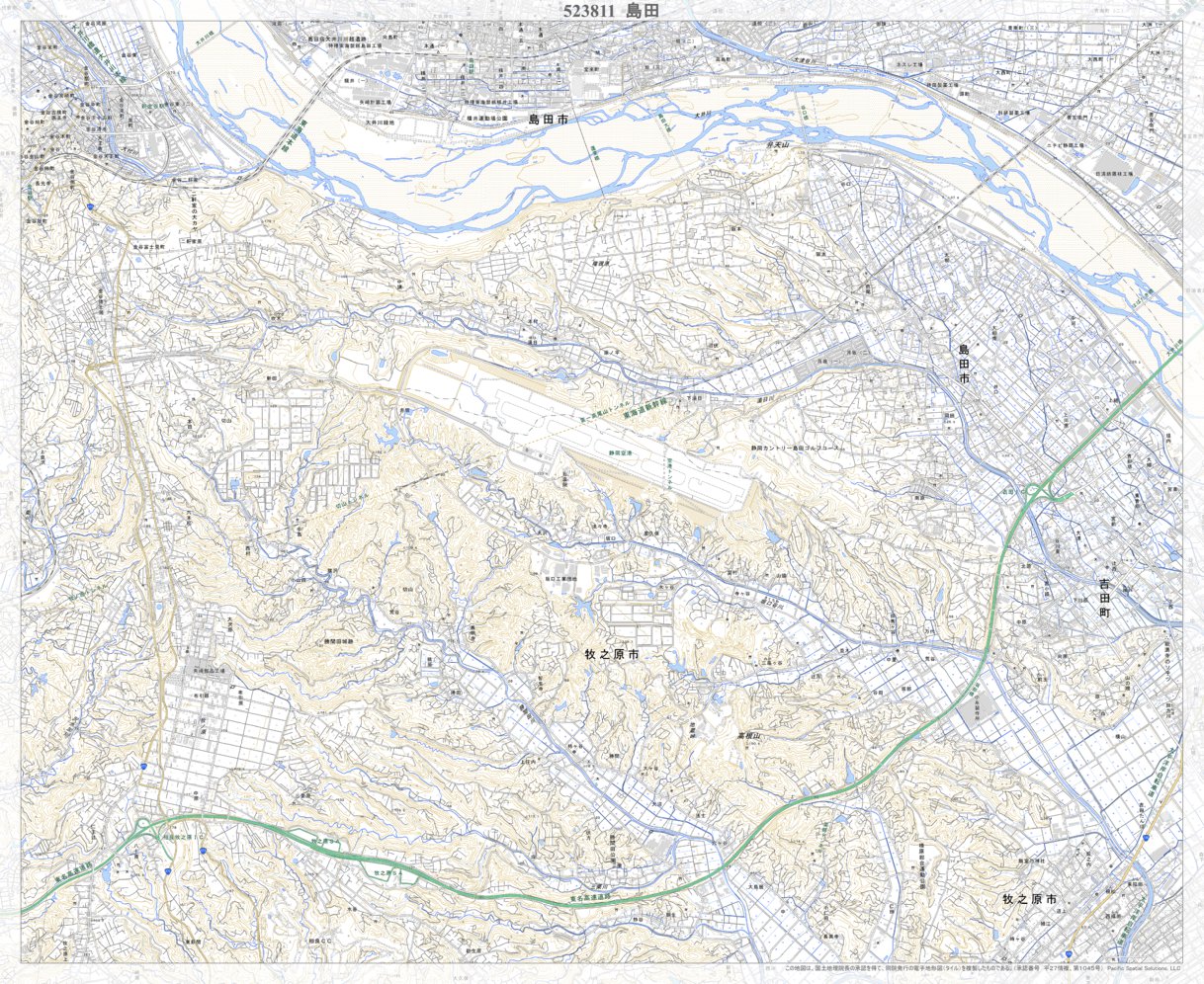 523811 島田 （しまだ Shimada）, 地形図 Map by Pacific Spatial