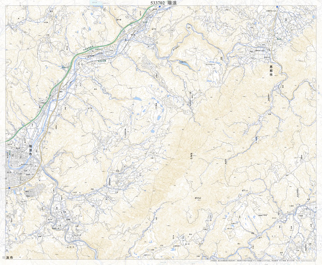 533702 瑞浪 （みずなみ Mizunami）, 地形図 Map by Pacific Spatial