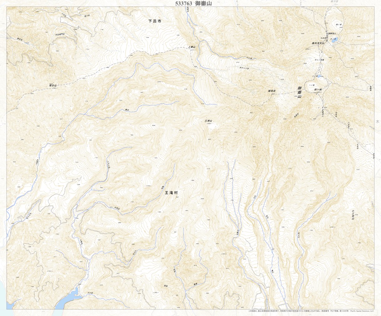 533763 御嶽山 （おんたけさん Ontakesan）, 地形図 Map by Pacific 