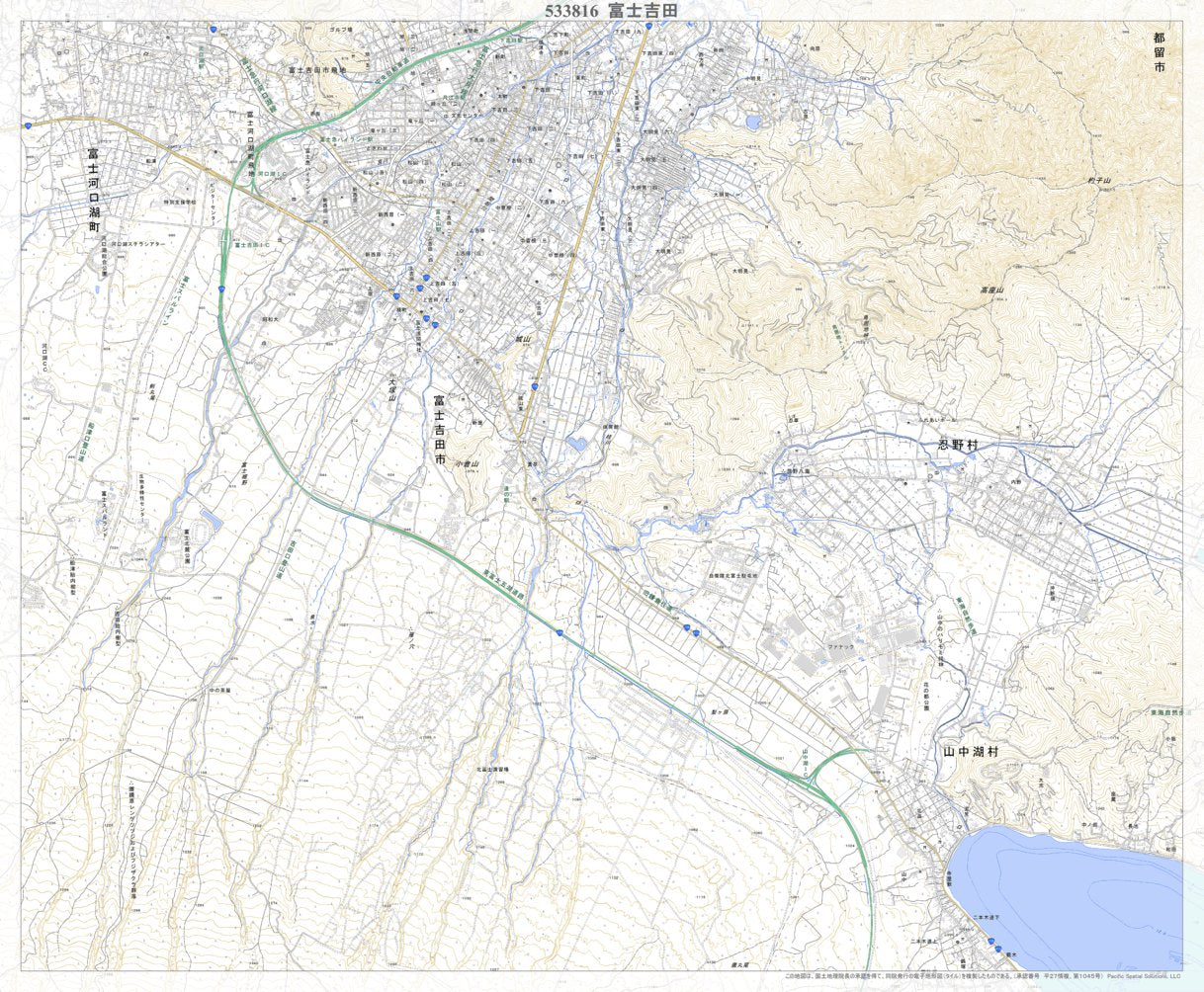 533816 富士吉田 （ふじよしだ Fujiyoshida）, 地形図 Map by Pacific