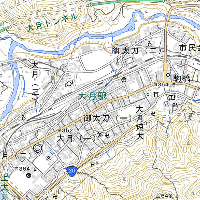 533837 大月 （おおつき Otsuki）, 地形図