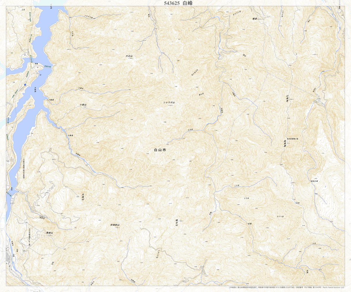 543625 白峰 （しらみね Shiramine）, 地形図 Map by Pacific Spatial 