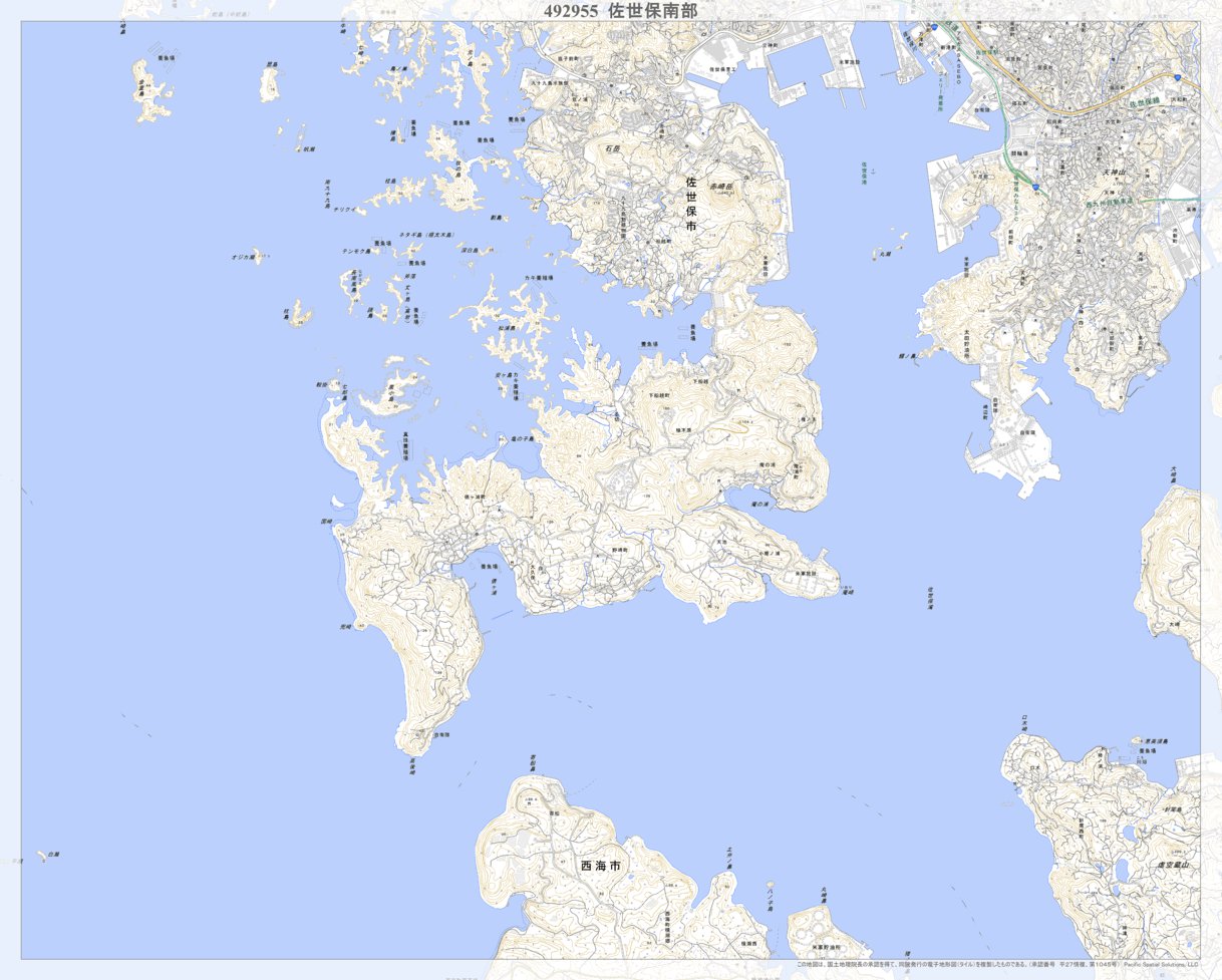 492955 佐世保南部 （させぼなんぶ Sasebonambu）, 地形図 Map by