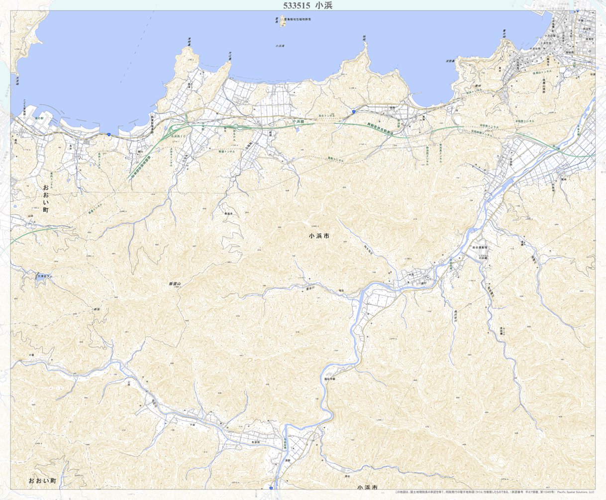 533515 小浜 （おばま Obama）, 地形図 Map by Pacific Spatial 