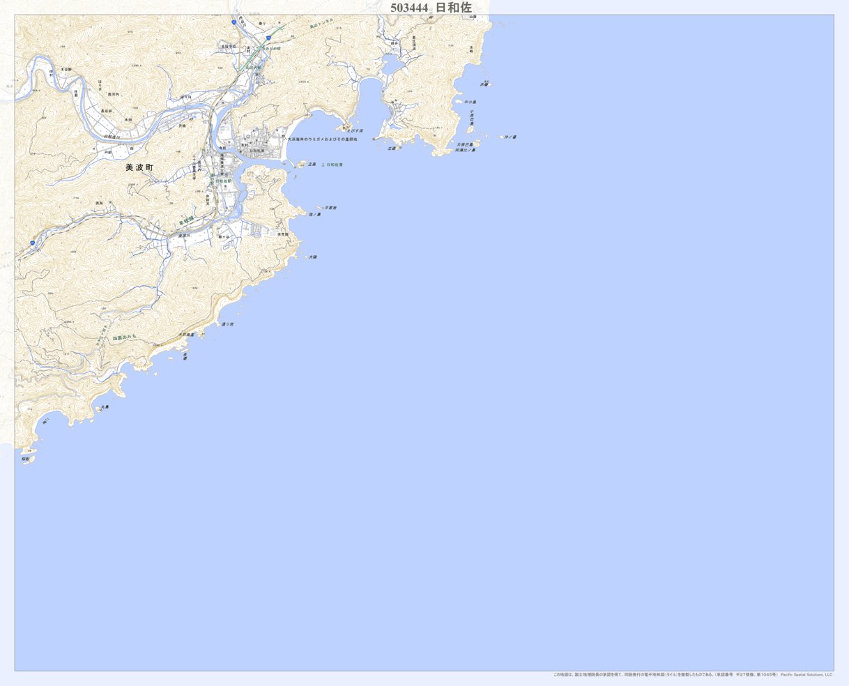 503444 日和佐 （ひわさ Hiwasa）, 地形図 Map by Pacific Spatial