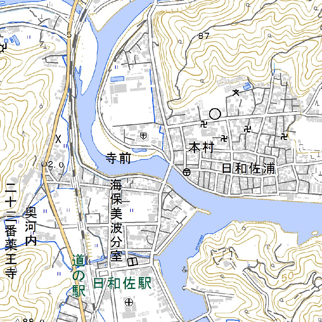 503444 日和佐 （ひわさ Hiwasa）, 地形図 Map by Pacific Spatial