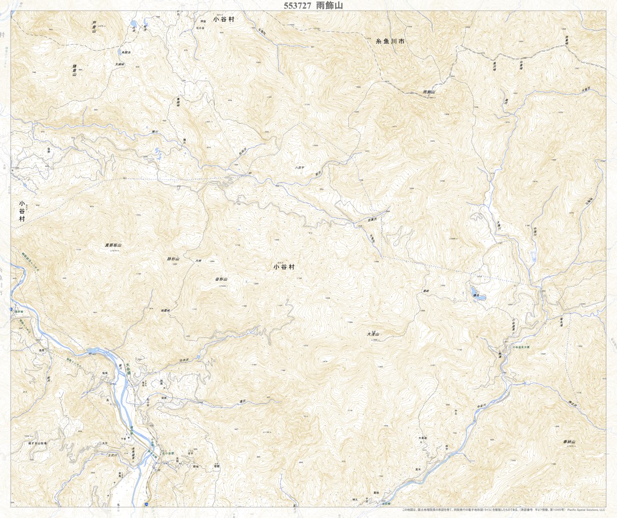 553727 雨飾山 （あまかざりやま Amakazariyama）, 地形図 Map