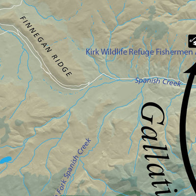 Tackle Shop Gallatin Rvr. Fishing Map - Montana